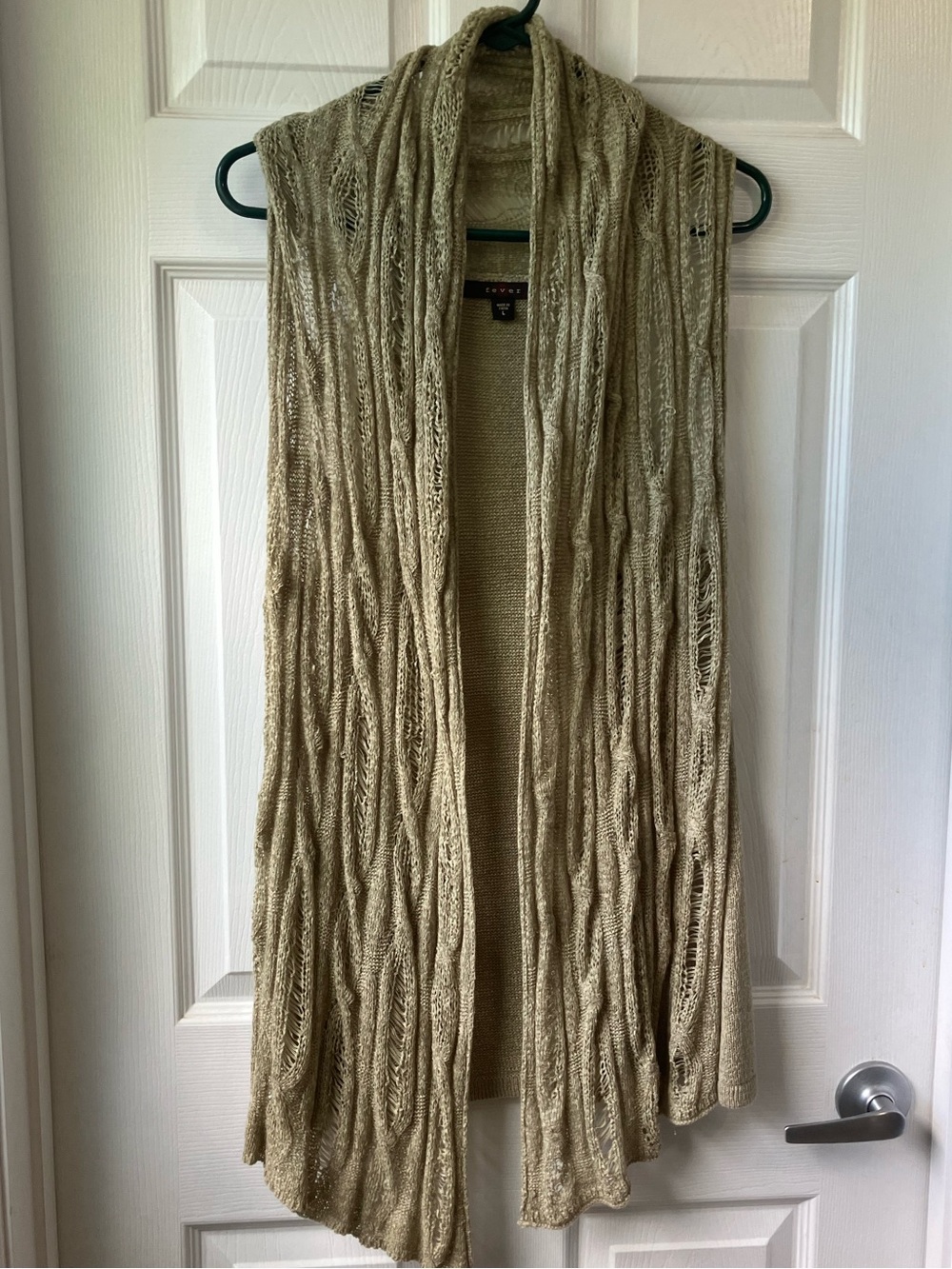 Long Boho Tan Crochet Vest women’s large